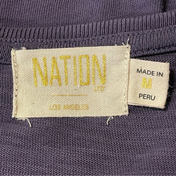 NATION LTD Jenna Cuffed Combo Tee Top in Boysenberry - Picture 4 of 7
